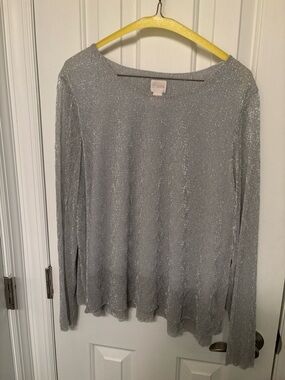 Chico's Silver Sparkle Layered Blouse
